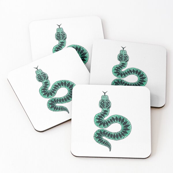 Item preview, Zentangle Green Snake Hand Drawn in Ink and Colored Pencils designed and sold by MyQueendom.