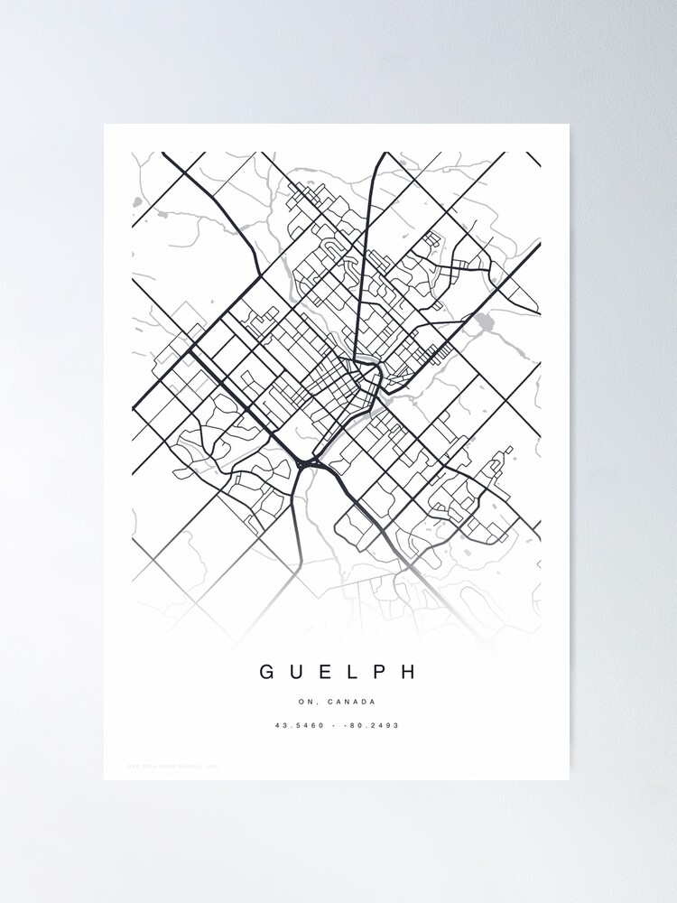 Guelph Vintage Map Print Guelph Ontario Map Art Guelph City Road Map Poster  Vintage Gift Map -  Canada