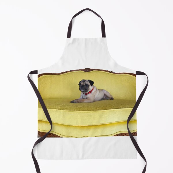 Item preview, Daisy Pug: Puppy Dog Sitting On Yellow Sofa – designed and sold by L.E. Wilson.