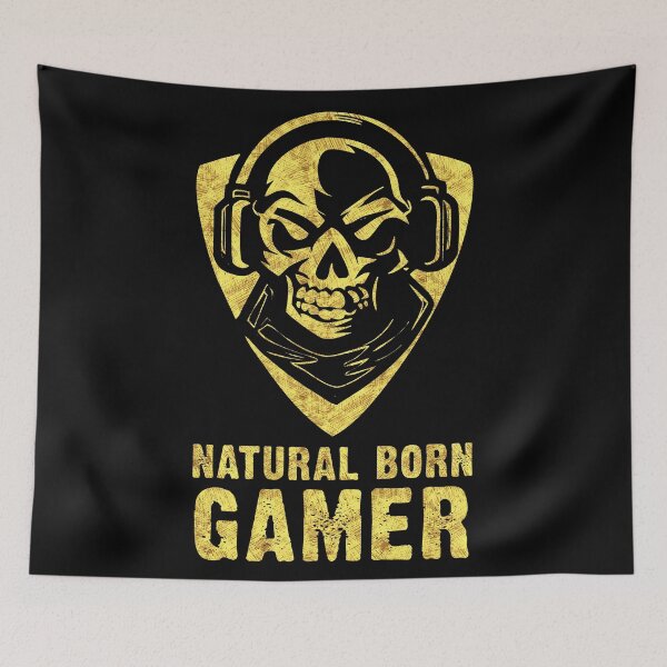 Item preview, ✪ Natural Born GAMER ✪ Skull with Headphones Abstract Tattoo Style designed and sold by Naumovski.