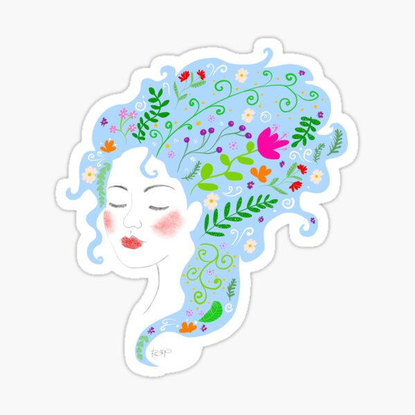 Woman with blue hair. Sticker