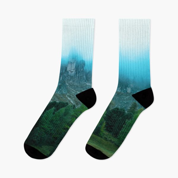 Item preview, Árboles de color verde oscuro en la niebla con Blue Mountain Mist designed and sold by Spectokular.