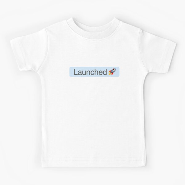 'Launched' Status Tag with rocket (light mode) Kids T-Shirt
