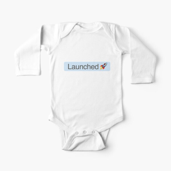 'Launched' Status Tag with rocket (light mode) Long Sleeve Baby One-Piece