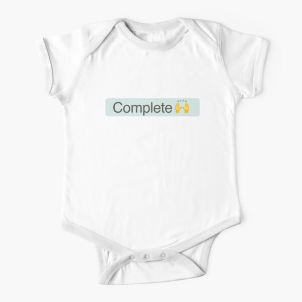 'Complete' Status Tag with celebration hands (light mode) Short Sleeve Baby One-Piece