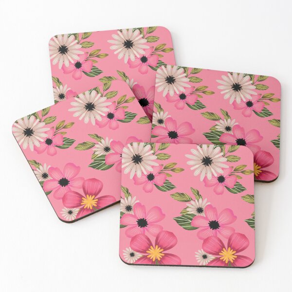 Item preview, Floral pattern with pink and green flowers on pink background designed and sold by quickkdesign.