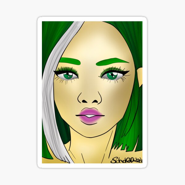 Chica de pelo verde Pegatina