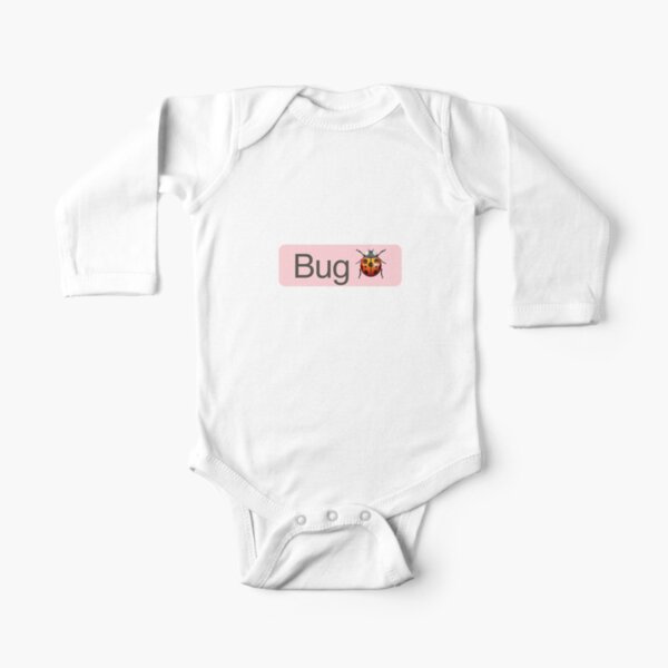 'Bug' Status Tag with ladybug icon (light mode) Long Sleeve Baby One-Piece