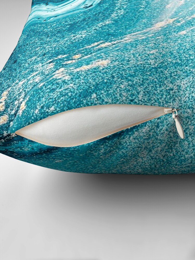 Thumbnail 2 von 4, Kissen, Teal Türkis - ästhetischer Kunstdruck designt und verkauft von WalStreetMerchs.