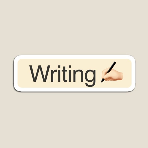 'Writing' Status Tag with pen icon (light mode) Magnet