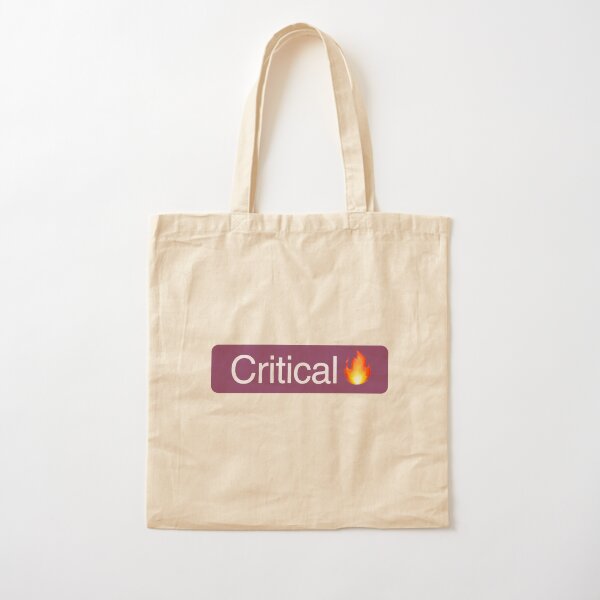 'Critical' Status Tag with fire (dark mode) Cotton Tote Bag