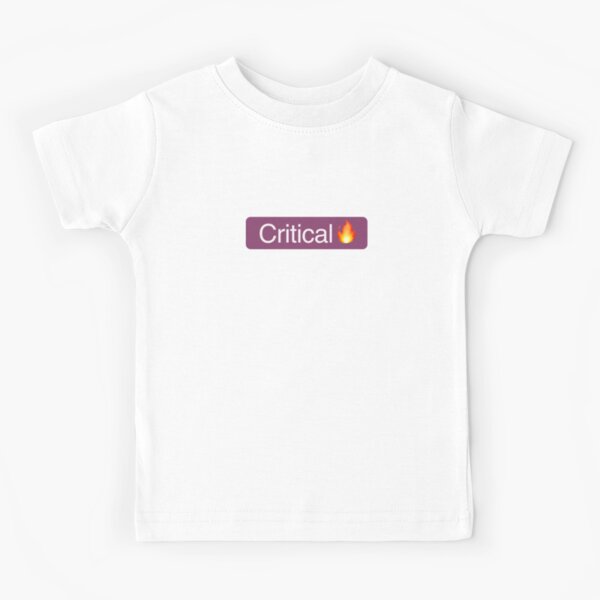 'Critical' Status Tag with fire (dark mode) Kids T-Shirt
