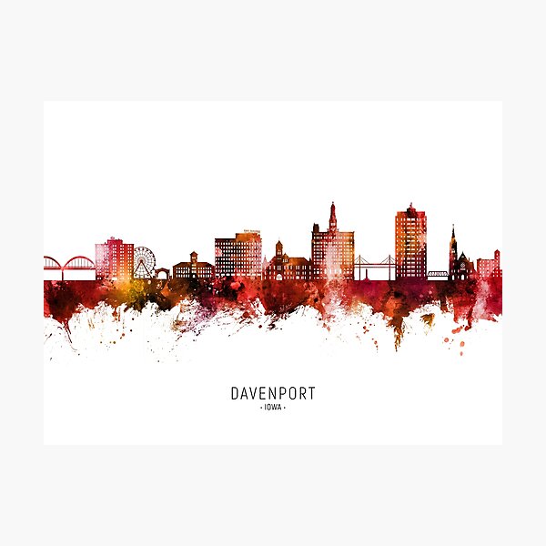 Artikelvorschau, Davenport Iowa Skyline entworfen und verkauft von ArtPrints.