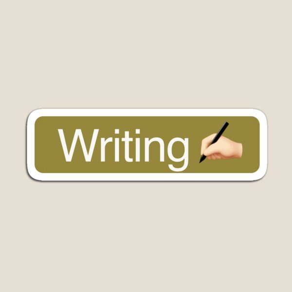 'Writing' Status Tag with pen icon (dark mode) Magnet
