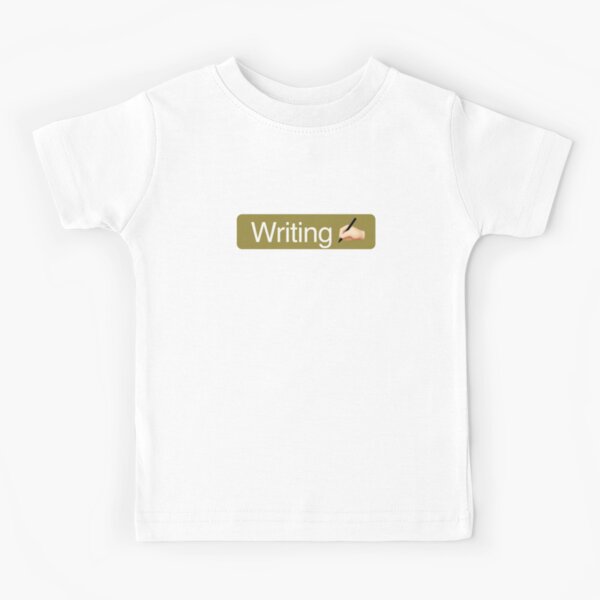 'Writing' Status Tag with pen icon (dark mode) Kids T-Shirt