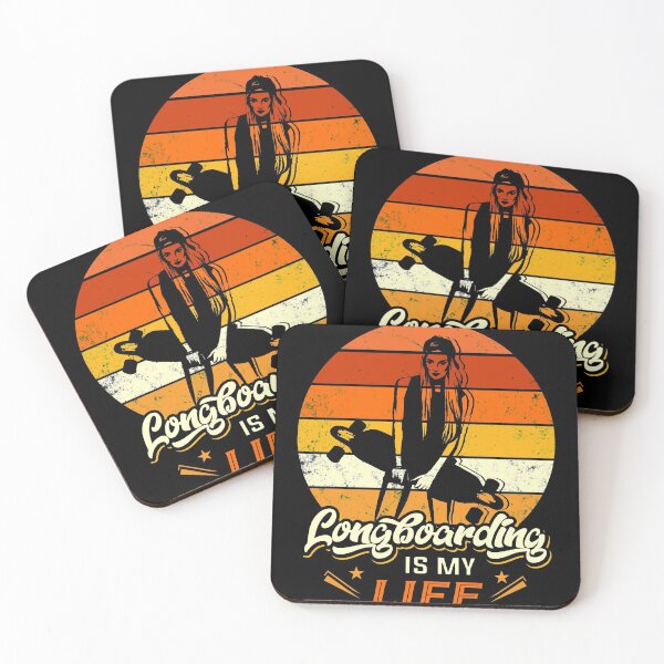 Item preview, Longboarding Woman with Sun Set in Red and Orange designed and sold by INTROVERT-STORE.