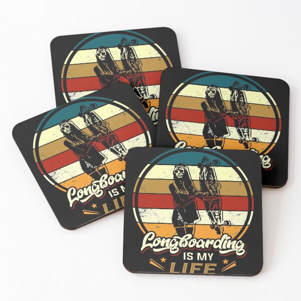 Item preview, Longboarding Woman with Sun Set in Red and Blue designed and sold by INTROVERT-STORE.