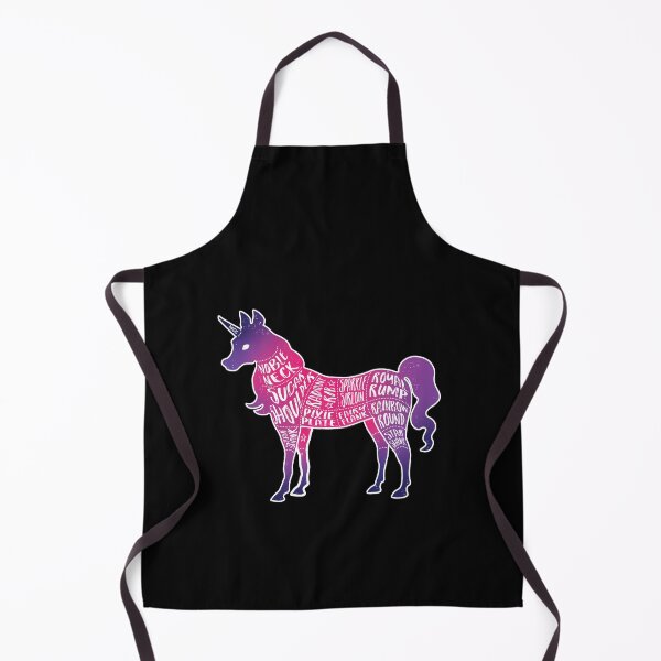 Artikelvorschau, Pink Ombre Unicorn auf Schwarz - Fantasy Butcher Cuts of Meat entworfen und verkauft von AliceQuinn.