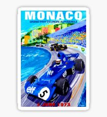 "MONACO GRAND PRIX" Vintage Auto Racing Print Sticker