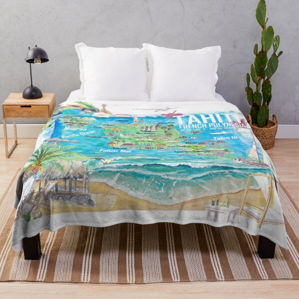 Item preview, Tahiti Illustrated Travel Map with Roads and Highlights designed and sold by artshop77.
