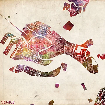 Artwork thumbnail, Venice map by MapMapMaps
