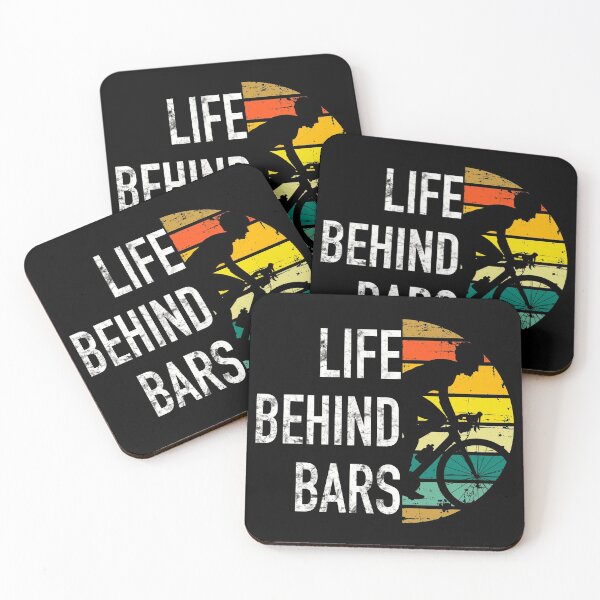 Item preview, Life Behind Bars Funny Bicycle Courier Cyclist and Mountain Biking with Vintage Retro Distressed Sunset  designed and sold by PrettyLittlePic.