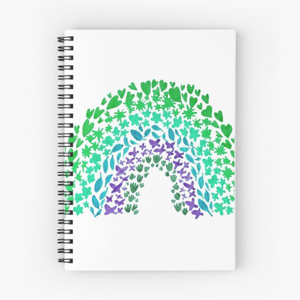 Item preview, Green and Blue Toned Rainbow with Nature Shaped Patterns designed and sold by Jada Clark.
