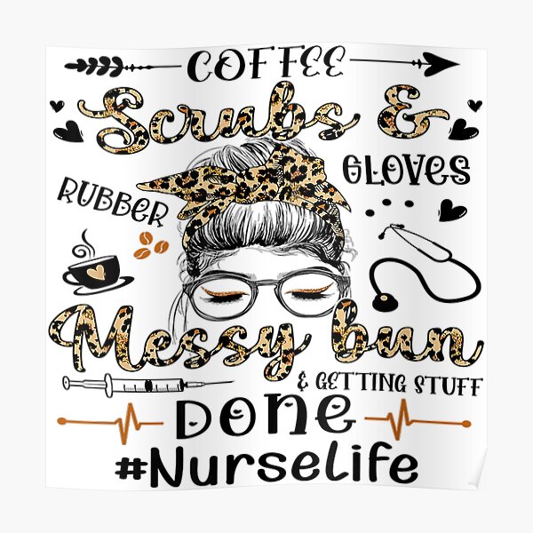 Multicolor Nurse life Apparel Student School Heartbeat Bleached Leopard Print Messy Bun Nursing Stethoscope Throw Pillow 16x16