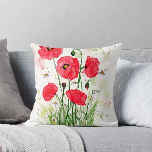 Item preview, Street poppy with bumblebee, watercolor painting designed and sold by Cacatuart.