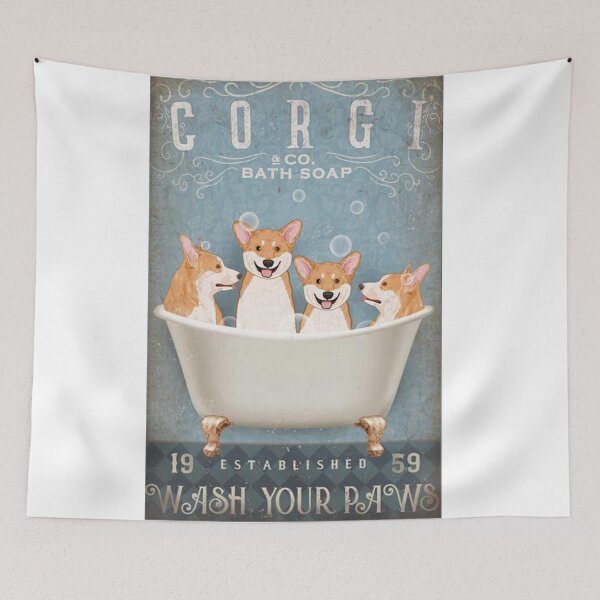 Item preview, White Dog Corgi Bath Soap Wash Your Paws designed and sold by lianabrews.