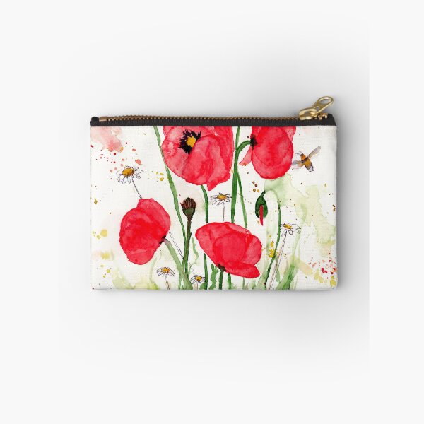 Aperçu de l'œuvre Coquelicot de rue avec bourdon, aquarelle créée et vendue par Cacatuart.