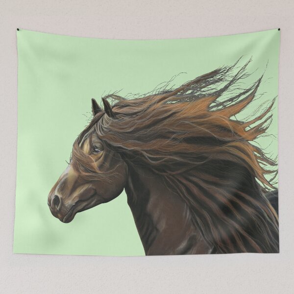 Item preview, Beautiful Horse art green background - Equestrian art - horse lover designed and sold by IslesArt.