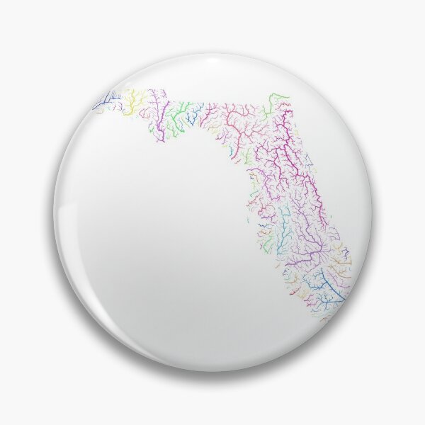 Item preview, Florida River Basin Map in Rainbow Colours with White Background designed and sold by GrasshopperGeo.