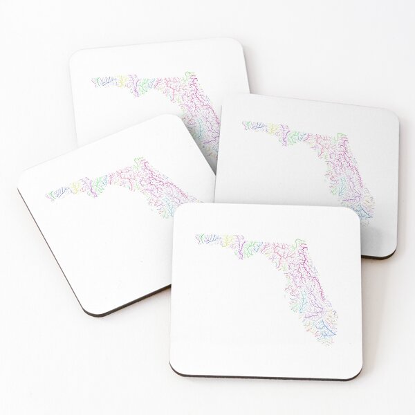 Item preview, Florida River Basin Map in Rainbow Colours with White Background designed and sold by GrasshopperGeo.