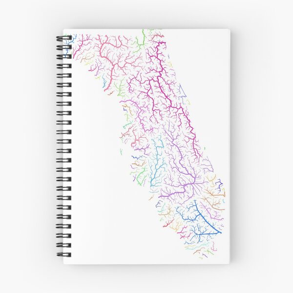Item preview, Florida River Basin Map in Rainbow Colours with White Background designed and sold by GrasshopperGeo.
