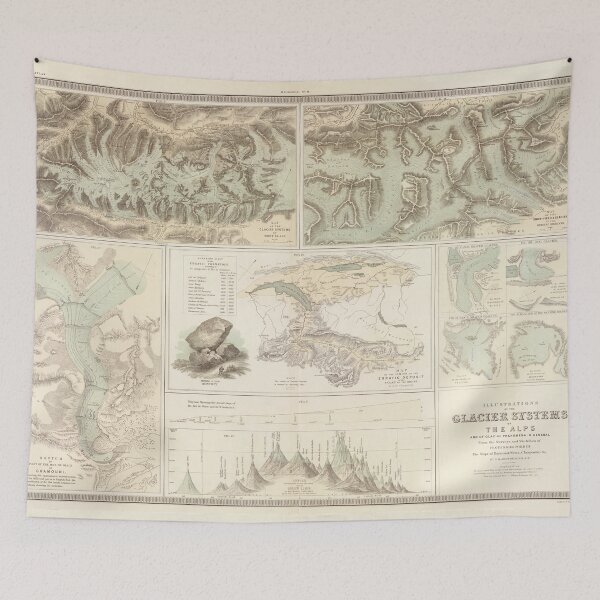 Item preview, Vintage Alps Glacier Map (1854) Vintage European Geological Atlas designed and sold by BravuraMedia.