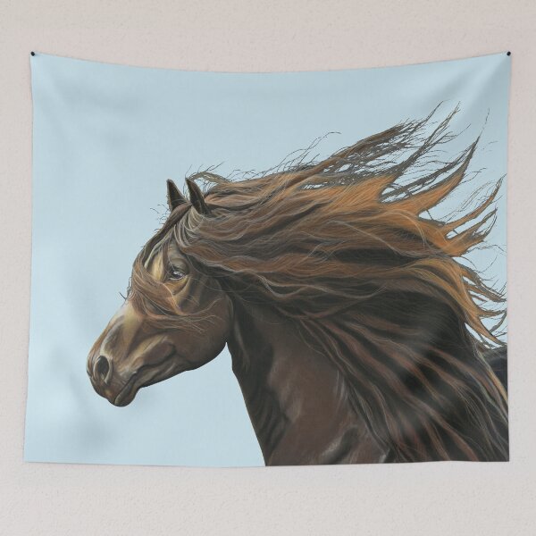 Item preview, Beautiful Horse art blue background - Equestrian art - horse lover designed and sold by IslesArt.