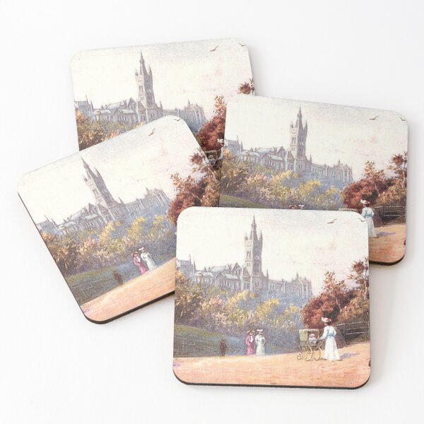 Item preview, Vintage Illustration of Kelvingrove Park & Glasgow University designed and sold by yourscotland.