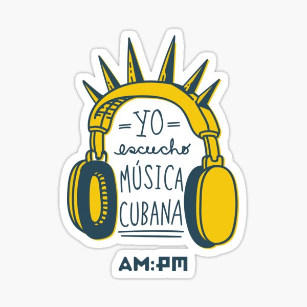 I listen to Cuban music (punk / two inks) Sticker
