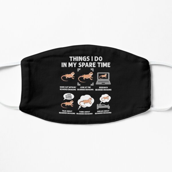 Spare Time Funny Bearded Dragons Lover Flat Mask