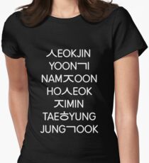 BTS members (hangul) - Black version Women's Fitted T-Shirt