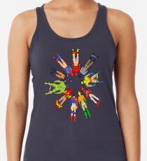 Superhero Butts Scattered on Black Racerback Tank Top