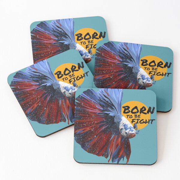 Item preview, Polygonal illustration art of Siamese fighting fish with born to be fight. designed and sold by MOLZart.