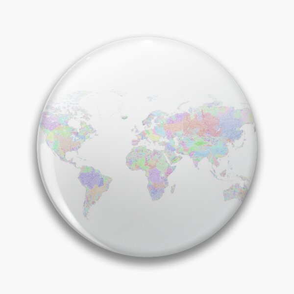 Item preview, River Basin Map of the World in Rainbow Colours with White Background designed and sold by GrasshopperGeo.