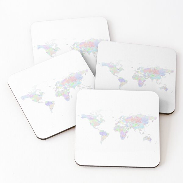 Item preview, River Basin Map of the World in Rainbow Colours with White Background designed and sold by GrasshopperGeo.