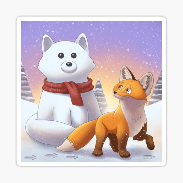 Snow Fox - Winter Fox Illustration Sticker