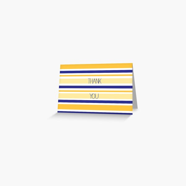 Yellow and Blue Stripes Thank You Greeting Card