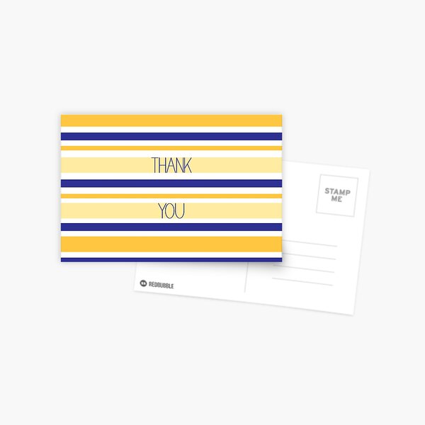 Yellow and Blue Stripes Thank You Postcard