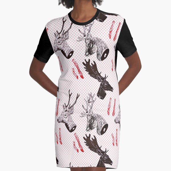 Deer heads Graphic T-Shirt Dress