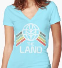 The Land Logo Distressed in Vintage Retro Style Women's Fitted V-Neck T-Shirt